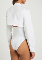 Alaïa Cropped Shirt Cotton Bodysuit White