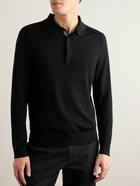 Paul Smith - Embroidered Merino Wool Polo Shirt - Black