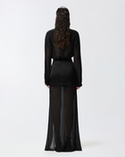Pinko Elegant Long Skirt In Sheer Georgette And Satin Limo Black
