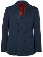Brunello Cucinelli - Stretch-Cotton and Cashmere-Blend Twill Double-Breasted Suit Jacket - Blue