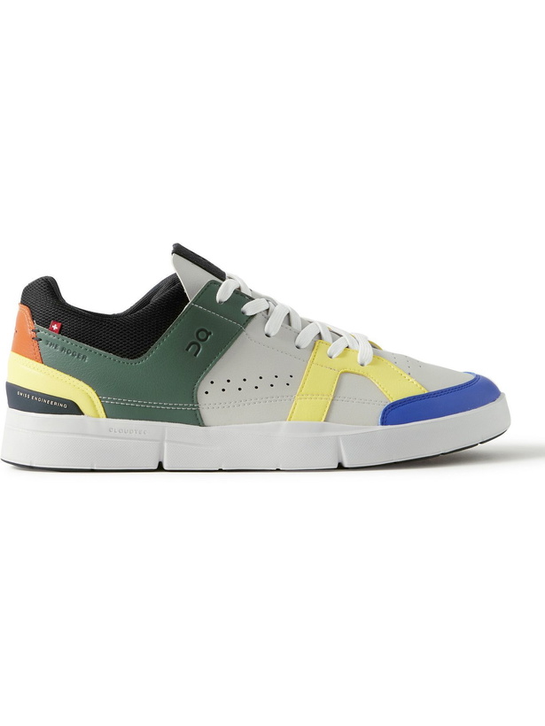 Photo: ON - The Roger Clubhouse Colour-Block Faux Leather and Mesh Tennis Sneakers - Gray