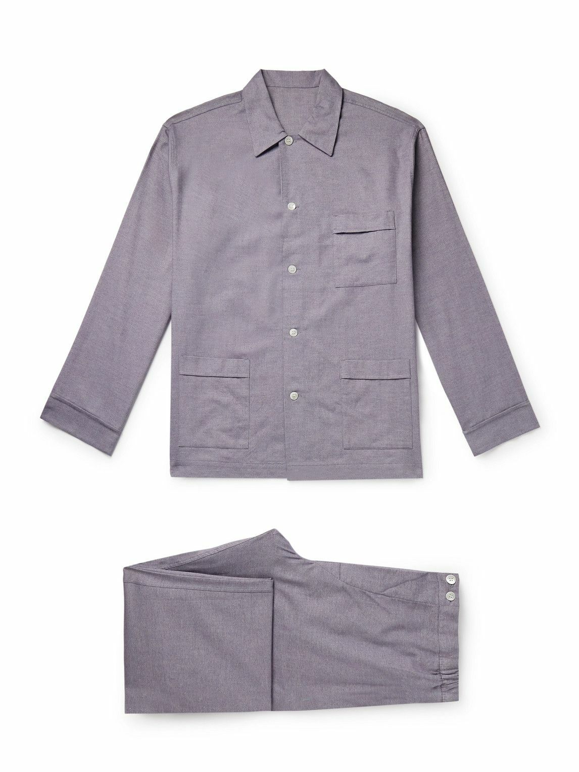 Anderson & Sheppard - Brushed-Cotton Oxford Pyjama Set - Gray