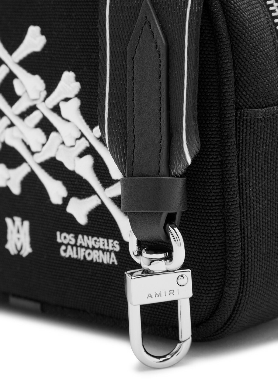 Amiri Bones Stacked Embroidered Canvas Camera bag - Black - One Size
