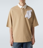 Simone Rocha Floral-appliqué cotton jersey polo shirt