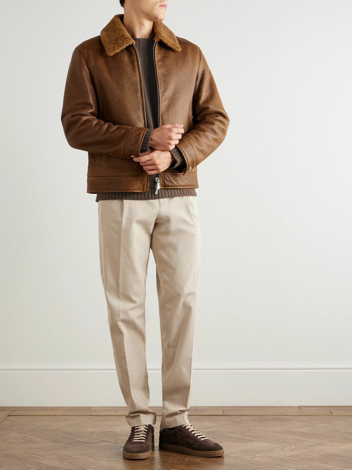 Eleventy - Slim-Fit Shearling Jacket - Brown