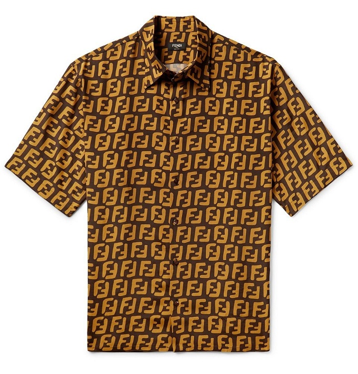 Photo: Fendi - Logo-Print Woven Shirt - Dark brown