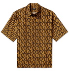 Fendi - Logo-Print Woven Shirt - Dark brown