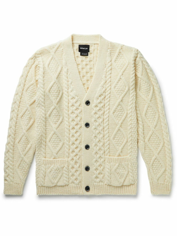 Photo: Howlin' - Blind Flowers Cable-Knit Wool Cardigan - Neutrals