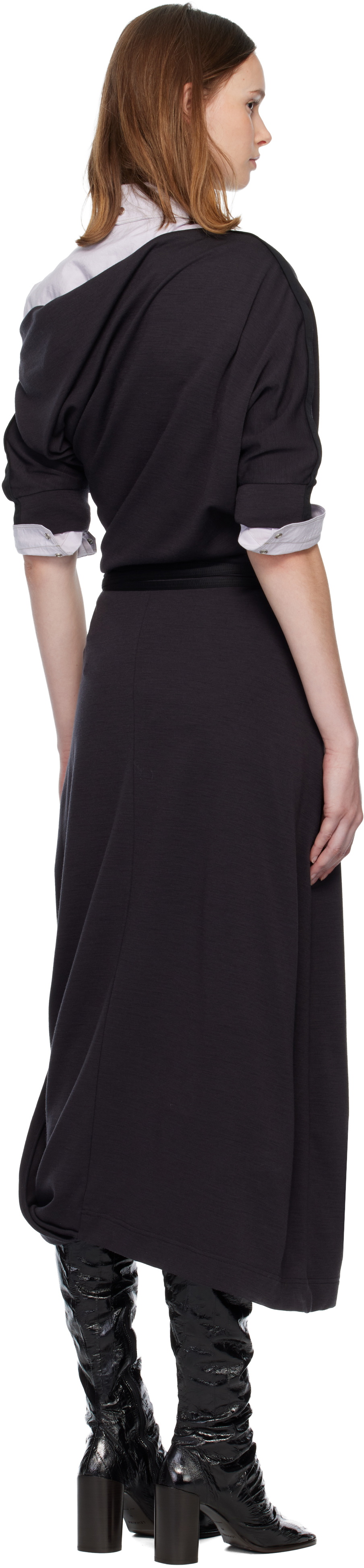 LEMAIRE Gray Twisted Hem Midi Dress