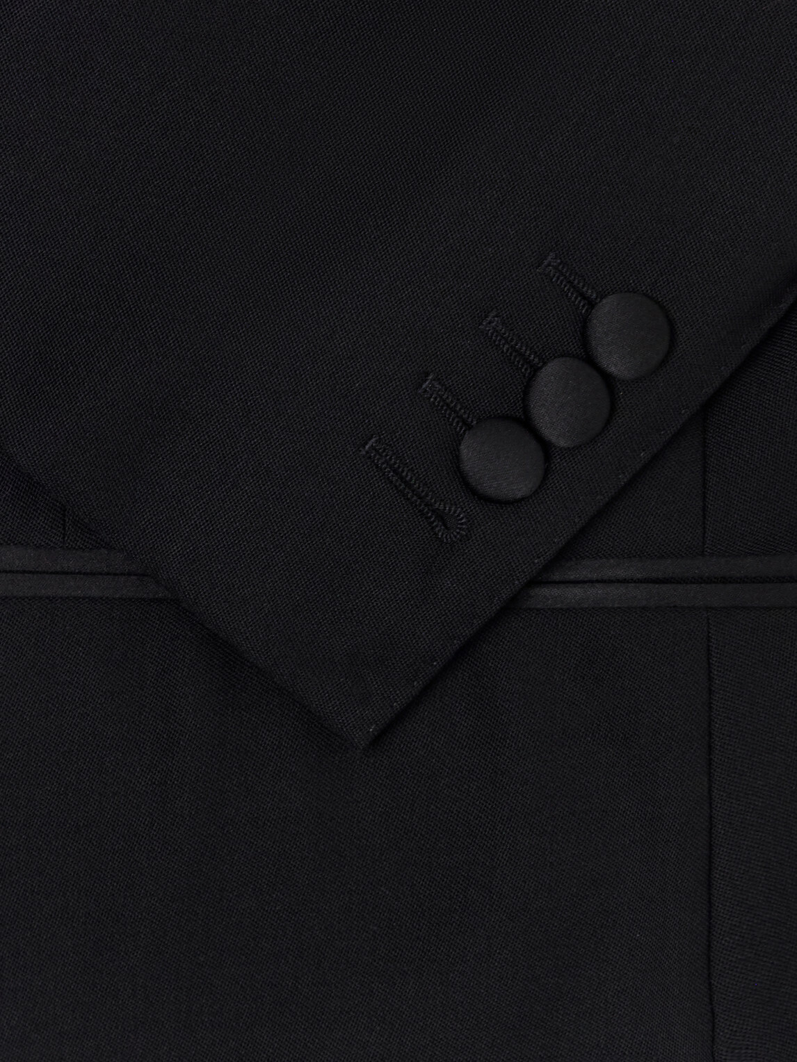 Thom Sweeney - Double-Breasted Satin-Trimmed Wool-Fresco Suit Jacket - Black