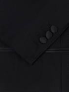 Thom Sweeney - Double-Breasted Satin-Trimmed Wool-Fresco Suit Jacket - Black