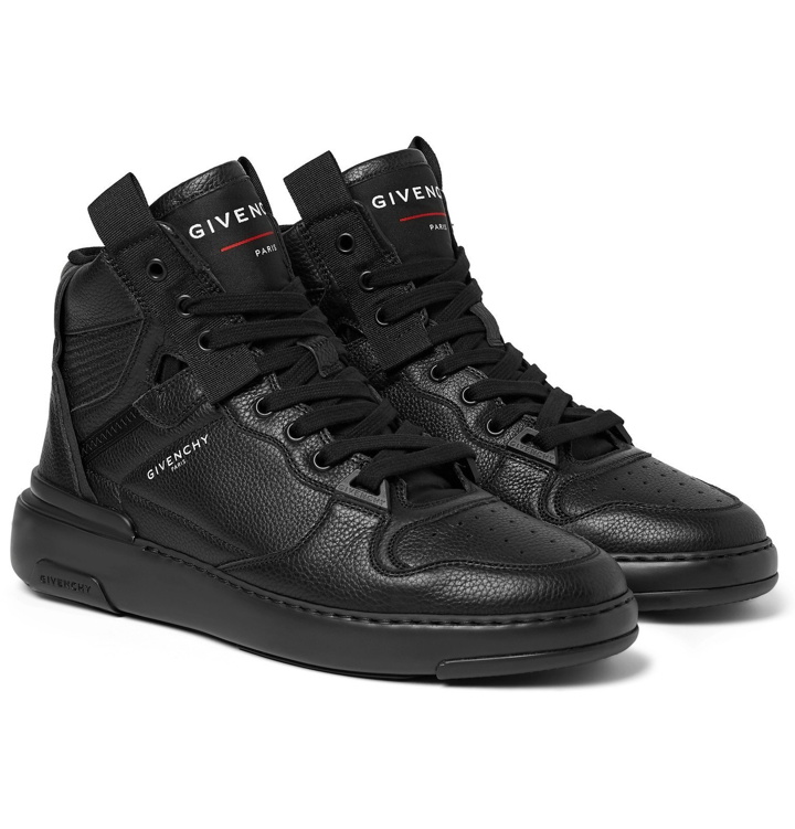 Photo: Givenchy - Wing Grosgrain-Trimmed Full-Grain Leather High-Top Sneakers - Black