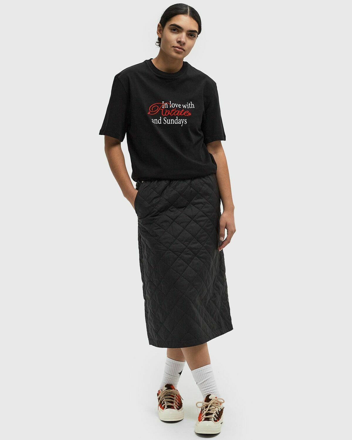 ROTATE Birger Christensen Thin Jersey T-Shirt Black Womens Shortsleefe