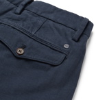 NN07 - Slim-Fit Pleated Brushed Cotton-Twill Trousers - Blue