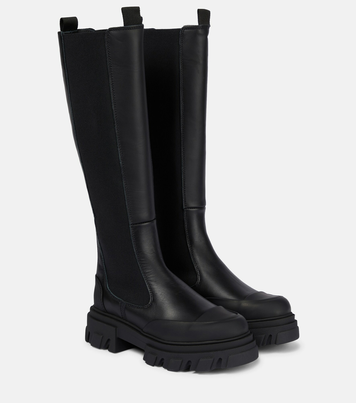 ロングブーツ Ganni Boots Women Leather Black Ganni - Leather knee-high boots GANNI