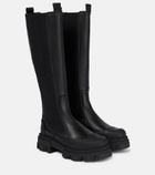 Ganni - Leather knee-high boots