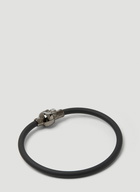 Rubber Cord Skull Bracelet in Black