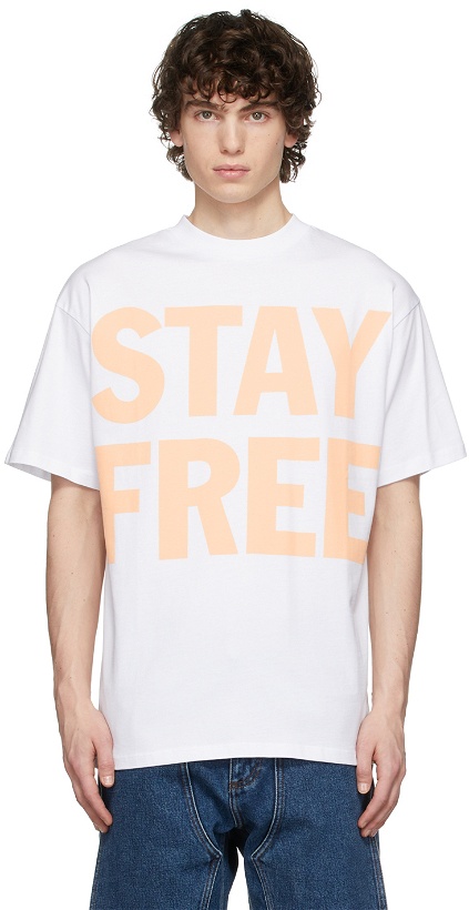Photo: Honey Fucking Dijon White Cotton 'Stay Free' T-Shirt
