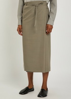 Calvin Klein Hallie Wool Midi Wrap Skirt Grey