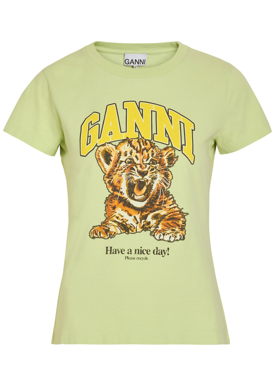 Ganni Printed Cotton T-shirt Multicoloured