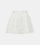 Self-Portrait High-rise embroidered cotton shorts