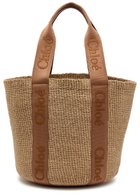 Chloe Woody Logo-embroidered Raffia Basket bag - Natural - One Size