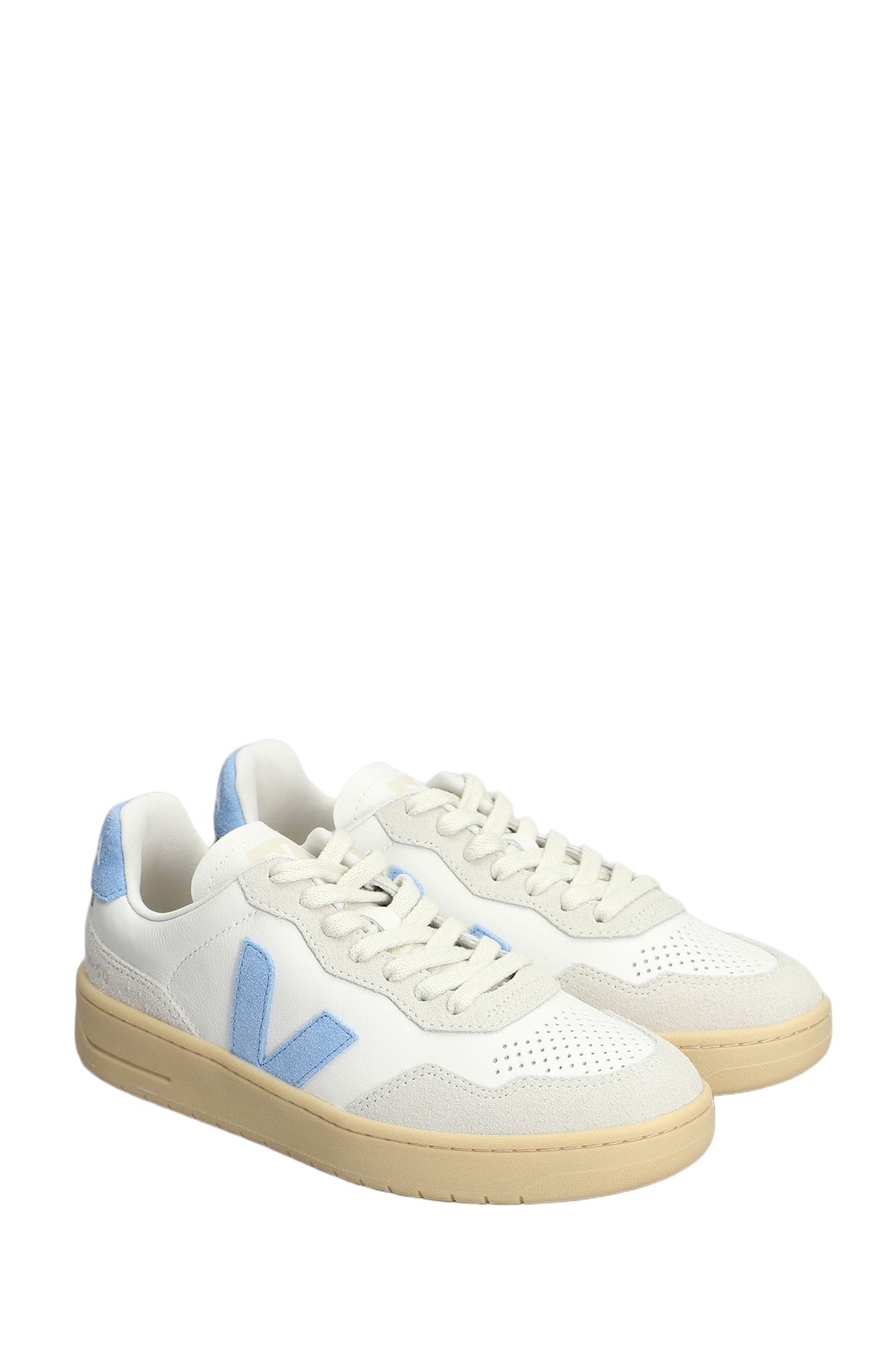 Veja V-90 O.t. Sneakers In White Suede And Leather