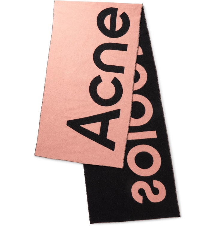 Photo: ACNE STUDIOS - Reversible Logo-Jacquard Two-Tone Wool-Blend Scarf - Pink