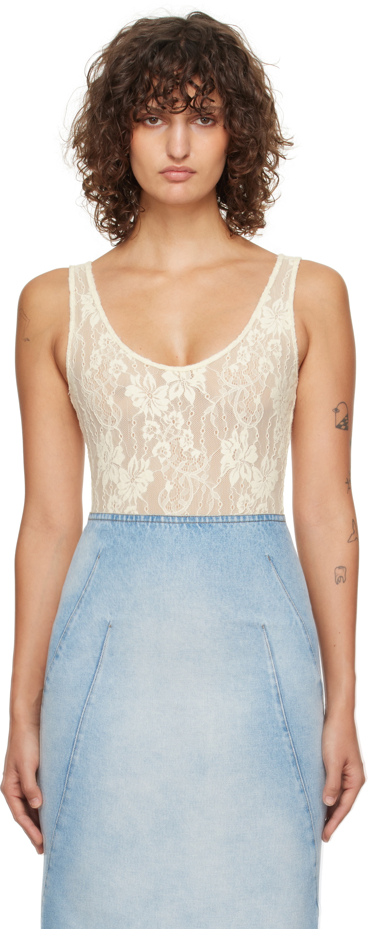 ZIMMERMANN Off-White Scoop Neck Bodysuit