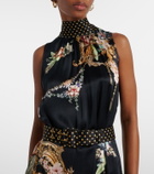 Camilla Belted floral tiered silk maxi dress