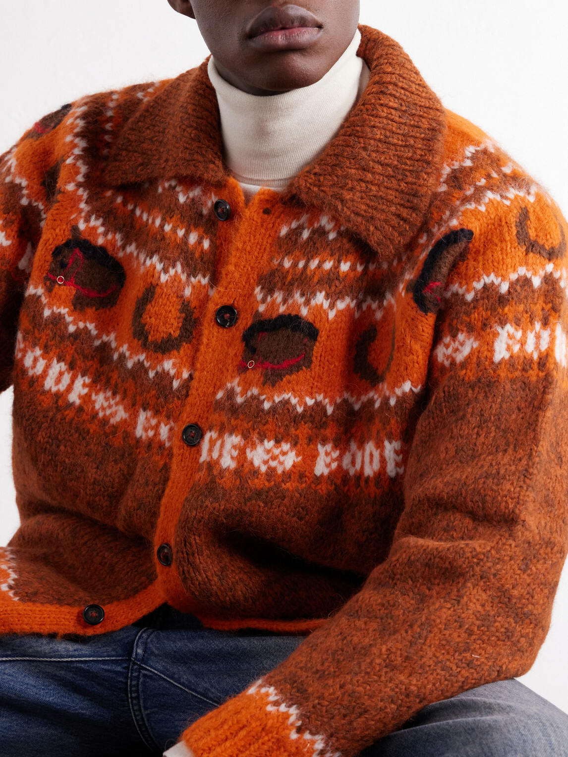 BODE - Corral Intarsia-Knit Alpaca-Blend Cardigan - Orange