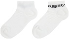 Burberry White Intarsia Logo Ankle Socks