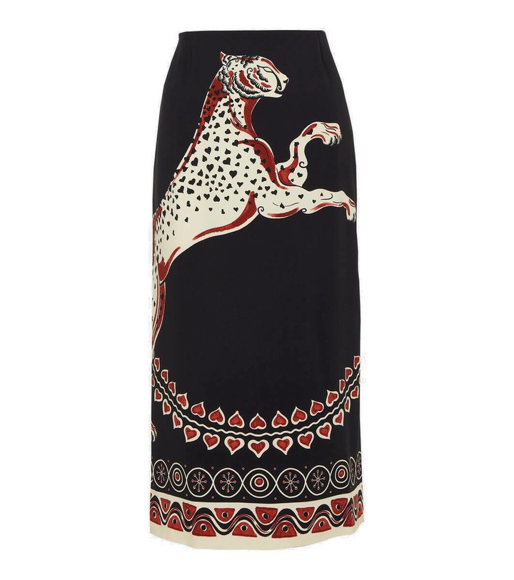 Photo: La DoubleJ Printed satin pencil skirt