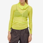 The Open Product Women's Turtleneck Mesh Top in Green