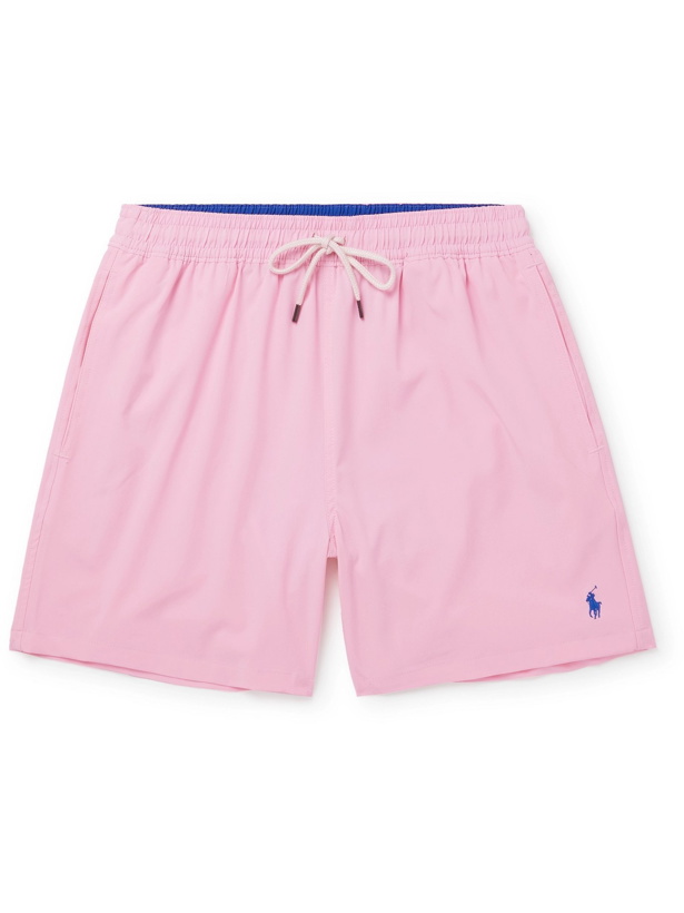 Photo: POLO RALPH LAUREN - Traveller Mid-Length Logo-Embroidered Swim Shorts - Pink