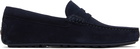 BOSS Navy Portuguese-Crafted Suede Loafers