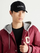CELINE - Logo-Embroidered Pinstriped Wool Hat - Black