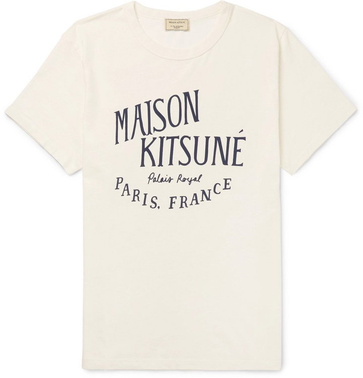 Photo: Maison Kitsuné - Logo-Print Cotton-Jersey T-Shirt - Off-white