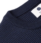 NN07 - Phil Slim-Fit Ripstop-Trimmed Ribbed Merino Wool-Blend Sweater - Men - Navy