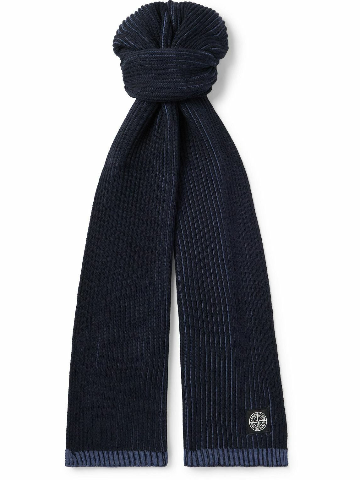 Stone Island - Two-Tone Logo-Appliquéd Ribbed Wool Scarf