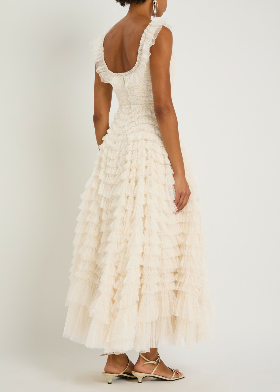 Needle & Thread Hattie Ruffled Tulle Gown Cream