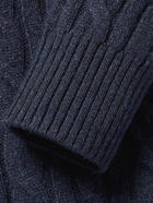 Loro Piana - Cable-Knit Baby Cashmere Half-Zip Sweater - Blue