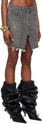 ALL-IN Gray Display Denim Miniskirt