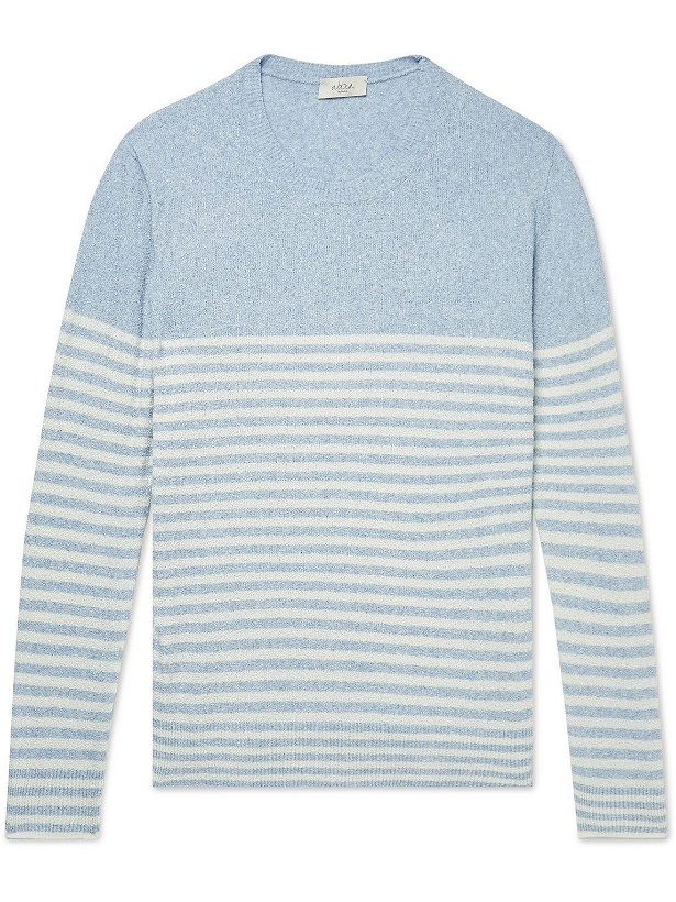 Photo: Altea - Slim-Fit Striped Cotton-Blend Terry Sweater - Blue