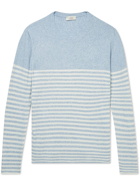 Altea - Slim-Fit Striped Cotton-Blend Terry Sweater - Blue
