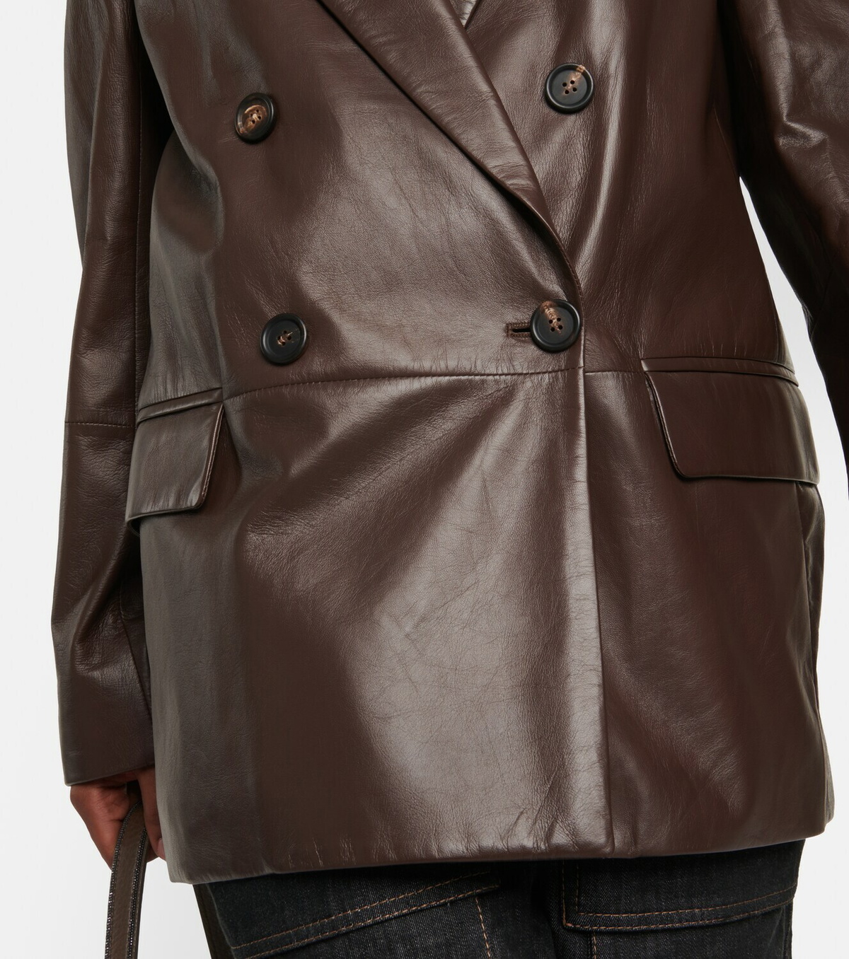 Brunello Cucinelli Double-breasted leather blazer