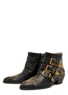 Chloe Susanna 40 Studded Nappa Leather Ankle Boots Black