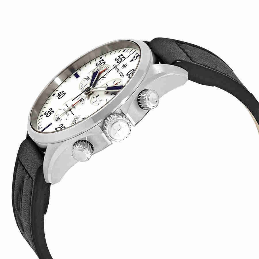 Hamilton Khaki Pilot Silver Dial Black Leather Mens Watch H76712751