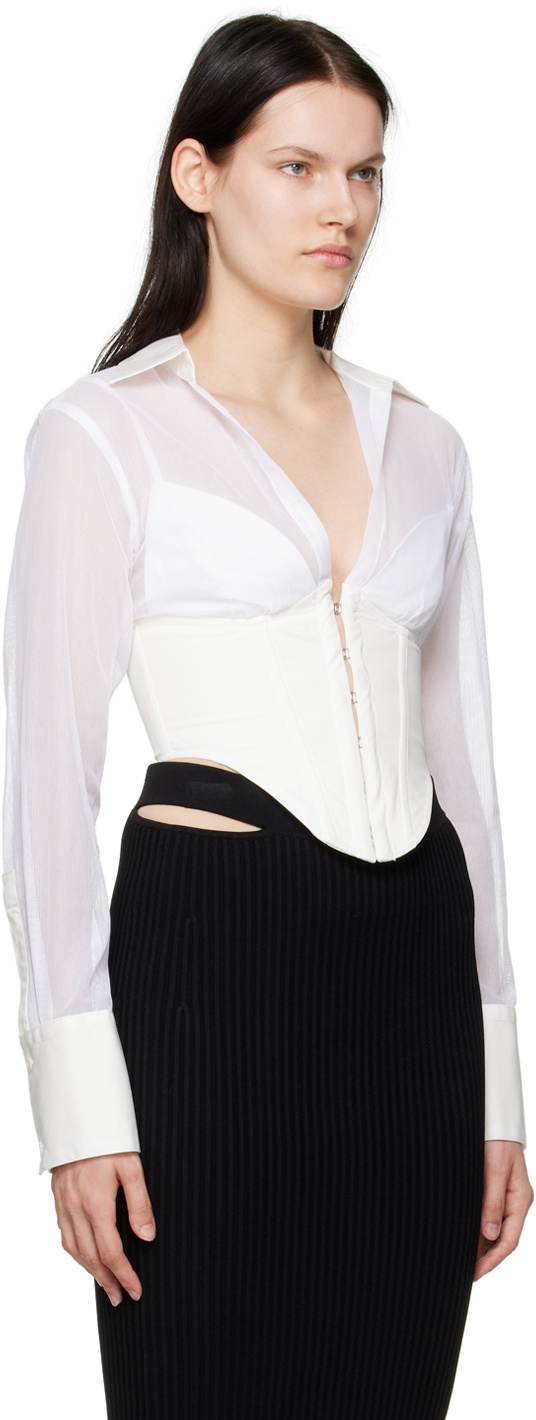 Dion Lee White Grid Corset Shirt Dion Lee