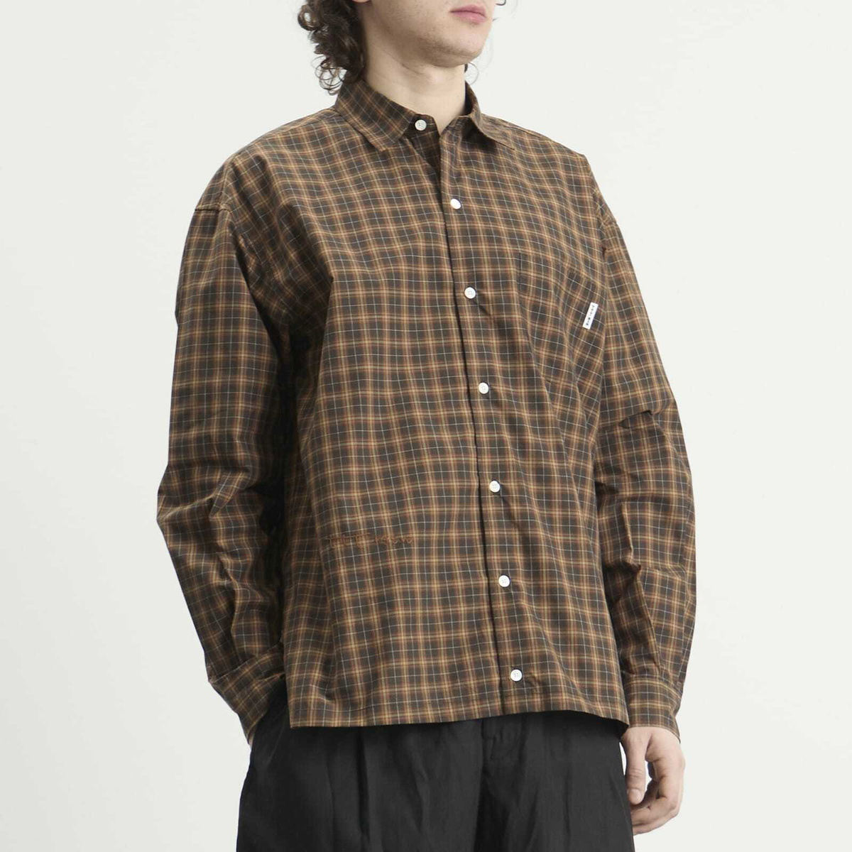 TTT MSW Men's Regular Collar Shirt in Brown Check